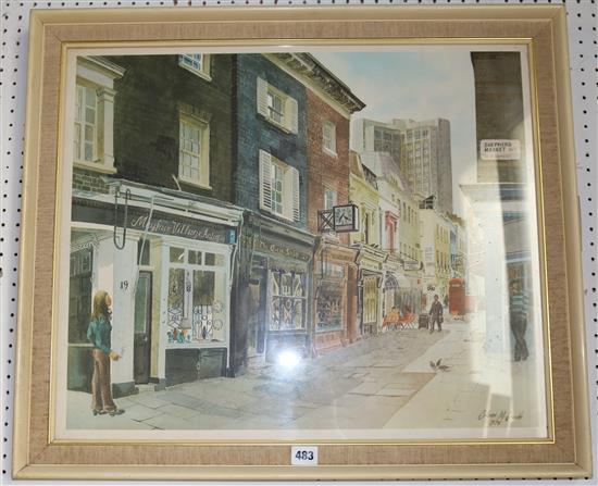 Eileen M. Smith, watercolour, Shepherd Market, signed and dated 1975